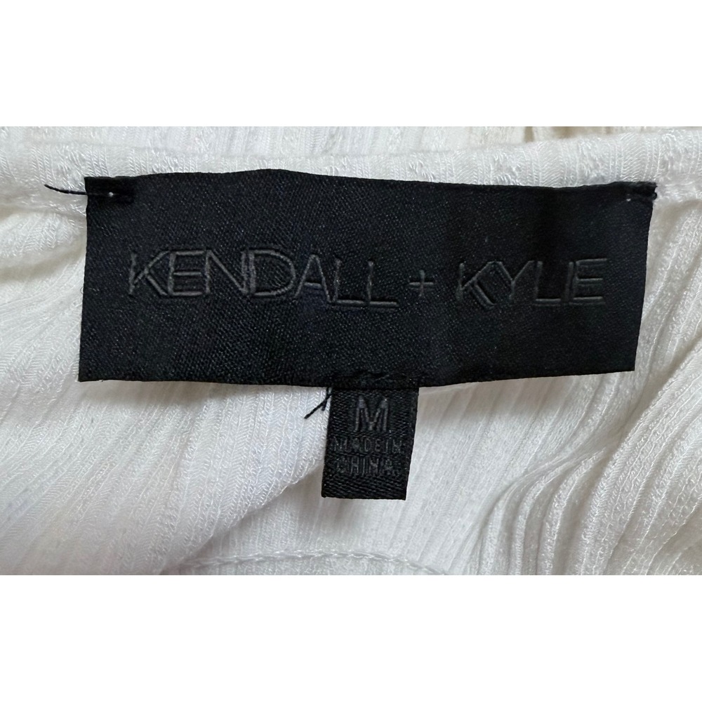 Kendall Kyle Medium White Smocked Tie Strap Peplum Tank Top Women - Picture 7 of 8